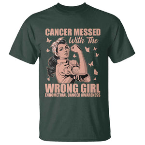 Strong Girl Endometrial Cancer T Shirt Cancer Messed With The Wrong Girl