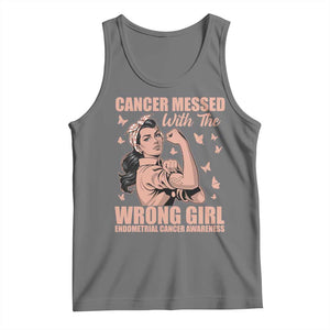 Strong Girl Endometrial Cancer Tank Top Cancer Messed With The Wrong Girl