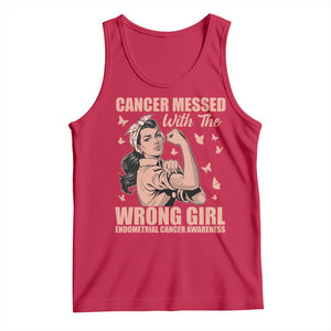 Strong Girl Endometrial Cancer Tank Top Cancer Messed With The Wrong Girl