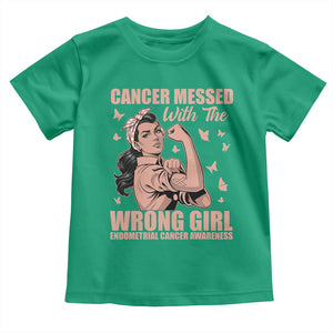 Strong Girl Endometrial Cancer Toddler T Shirt Cancer Messed With The Wrong Girl