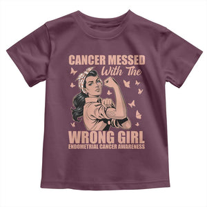 Strong Girl Endometrial Cancer Toddler T Shirt Cancer Messed With The Wrong Girl