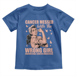Strong Girl Endometrial Cancer Toddler T Shirt Cancer Messed With The Wrong Girl
