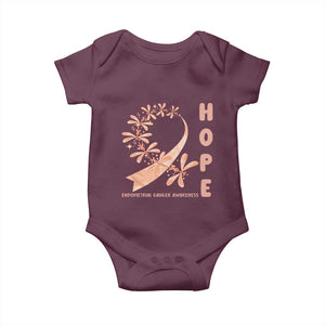 Peach Dragonfly Endometrial Cancer Baby Onesie Hope And Strength