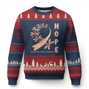Peach Dragonfly Endometrial Cancer Ugly Christmas Sweater Hope And Strength