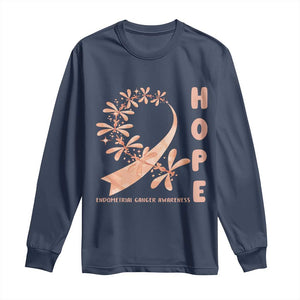 Peach Dragonfly Endometrial Cancer Long Sleeve Shirt Hope And Strength