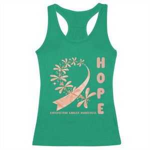 Peach Dragonfly Endometrial Cancer Racerback Tank Top Hope And Strength