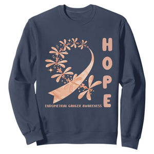 Peach Dragonfly Endometrial Cancer Sweatshirt Hope And Strength