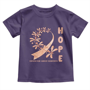 Peach Dragonfly Endometrial Cancer Toddler T Shirt Hope And Strength