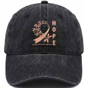 Peach Dragonfly Endometrial Cancer Washed Cotton Baseball Cap Hope And Strength