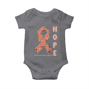 Endometrial Cancer Floral Ribbon Baby Onesie Hope Peach Ribbon Warrior