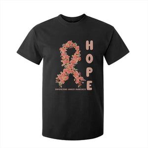 Endometrial Cancer Floral Ribbon T Shirt For Kid Hope Peach Ribbon Warrior