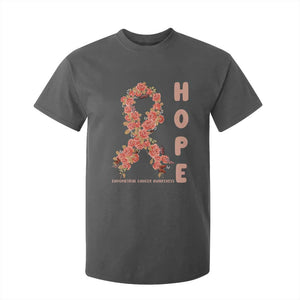 Endometrial Cancer Floral Ribbon T Shirt For Kid Hope Peach Ribbon Warrior