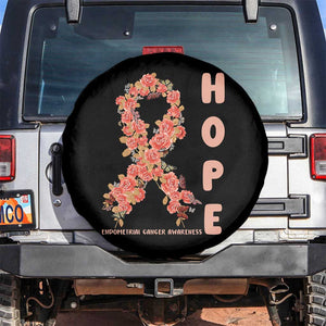 Endometrial Cancer Floral Ribbon Spare Tire Cover Hope Peach Ribbon Warrior