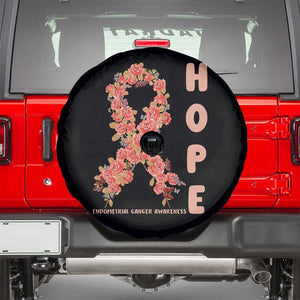 Endometrial Cancer Floral Ribbon Spare Tire Cover Hope Peach Ribbon Warrior