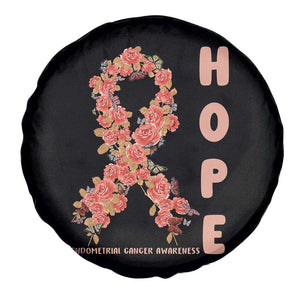Endometrial Cancer Floral Ribbon Spare Tire Cover Hope Peach Ribbon Warrior