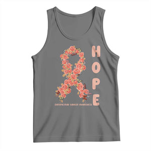 Endometrial Cancer Floral Ribbon Tank Top Hope Peach Ribbon Warrior