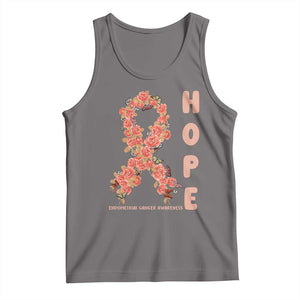 Endometrial Cancer Floral Ribbon Tank Top Hope Peach Ribbon Warrior