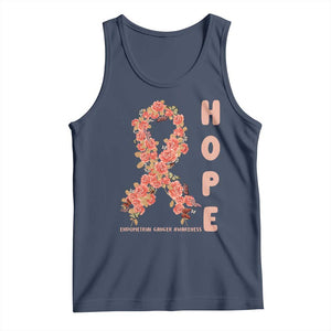 Endometrial Cancer Floral Ribbon Tank Top Hope Peach Ribbon Warrior