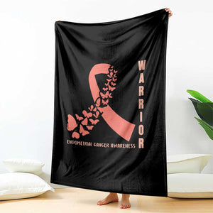 Endometrial Cancer Warrior Fighter Butterfly Throw Blanket Peach Ribbon Hope