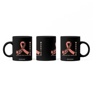 Endometrial Cancer Warrior Fighter Butterfly Coffee Mug Peach Ribbon Hope