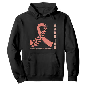 Endometrial Cancer Warrior Fighter Butterfly Hoodie Peach Ribbon Hope