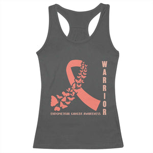 Endometrial Cancer Warrior Fighter Butterfly Racerback Tank Top Peach Ribbon Hope