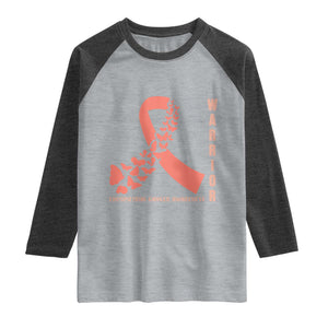 Endometrial Cancer Warrior Fighter Butterfly Raglan Shirt Peach Ribbon Hope