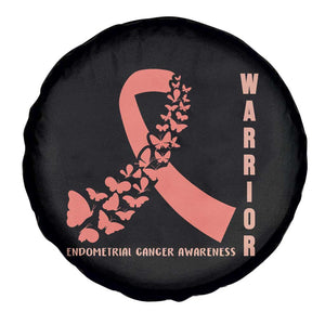 Endometrial Cancer Warrior Fighter Butterfly Spare Tire Cover Peach Ribbon Hope