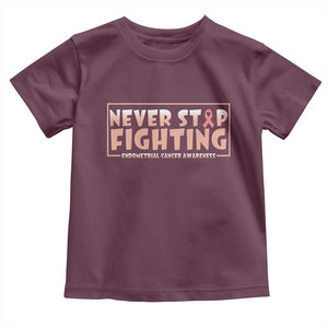Endometrial Cancer Fighter Toddler T Shirt Never Stop Fighting Peach Ribbon
