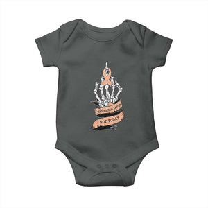 Funny Endometrial Cancer Skeleton Not Today Baby Onesie Fighter Peach Ribbon