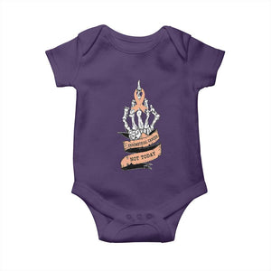Funny Endometrial Cancer Skeleton Not Today Baby Onesie Fighter Peach Ribbon