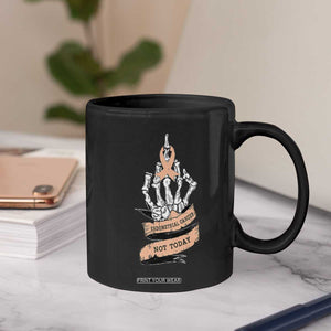 Funny Endometrial Cancer Skeleton Not Today Coffee Mug Fighter Peach Ribbon