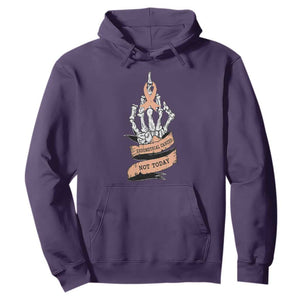 Funny Endometrial Cancer Skeleton Not Today Hoodie Fighter Peach Ribbon