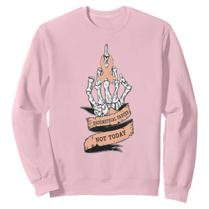 Funny Endometrial Cancer Skeleton Not Today Sweatshirt Fighter Peach Ribbon