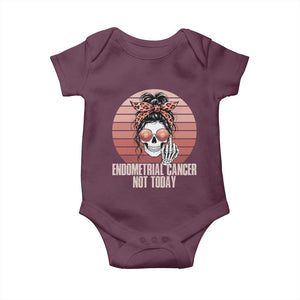 Vintage Endometrial Cancer Not Today Baby Onesie Skeleton Warrior Fighter