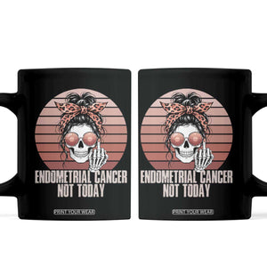 Vintage Endometrial Cancer Not Today Coffee Mug Skeleton Warrior Fighter