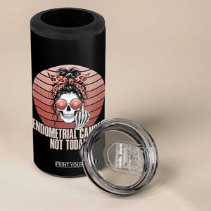 Vintage Endometrial Cancer Not Today 4 in 1 Can Cooler Tumbler Skeleton Warrior Fighter