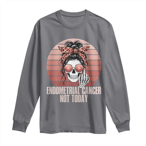 Vintage Endometrial Cancer Not Today Long Sleeve Shirt Skeleton Warrior Fighter