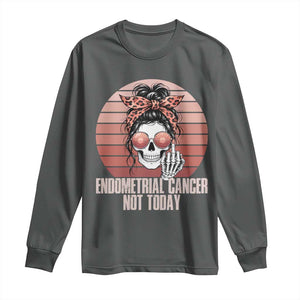 Vintage Endometrial Cancer Not Today Long Sleeve Shirt Skeleton Warrior Fighter