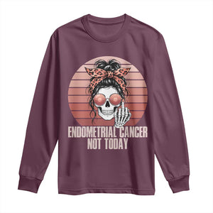 Vintage Endometrial Cancer Not Today Long Sleeve Shirt Skeleton Warrior Fighter