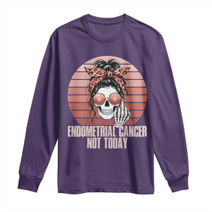 Vintage Endometrial Cancer Not Today Long Sleeve Shirt Skeleton Warrior Fighter