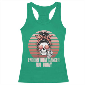 Vintage Endometrial Cancer Not Today Racerback Tank Top Skeleton Warrior Fighter