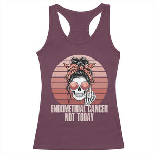 Vintage Endometrial Cancer Not Today Racerback Tank Top Skeleton Warrior Fighter