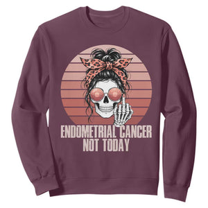 Vintage Endometrial Cancer Not Today Sweatshirt Skeleton Warrior Fighter