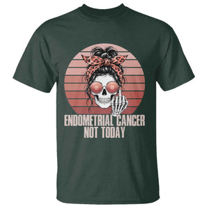 Vintage Endometrial Cancer Not Today T Shirt Skeleton Warrior Fighter