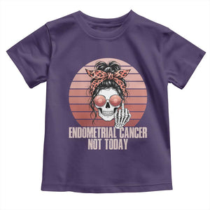 Vintage Endometrial Cancer Not Today Toddler T Shirt Skeleton Warrior Fighter