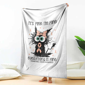Funny Black Cat Endometrial Cancer Awareness Throw Blanket Its Fine Im Fine Everything Is Fine