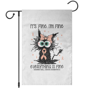 Funny Black Cat Endometrial Cancer Awareness Garden Flag Its Fine Im Fine Everything Is Fine