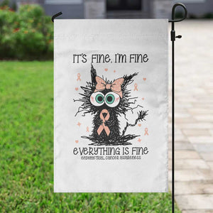 Funny Black Cat Endometrial Cancer Awareness Garden Flag Its Fine Im Fine Everything Is Fine