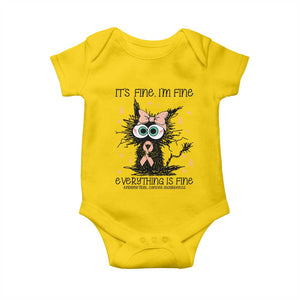 Funny Black Cat Endometrial Cancer Awareness Baby Onesie Its Fine Im Fine Everything Is Fine
